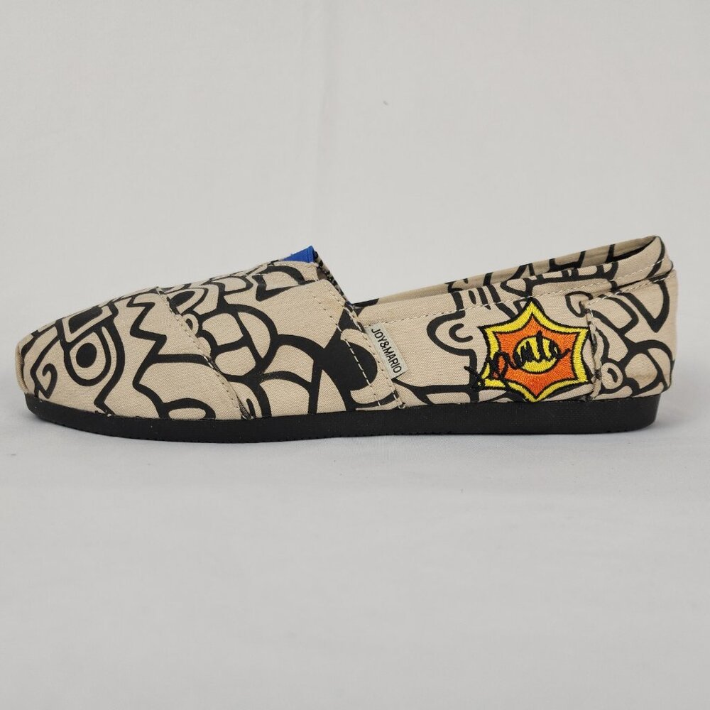Joy & Mario J. Pierce Women’s Flat Slip On Shoe 8W Graphic Cartoon Black & Tan - Picture 9 of 12